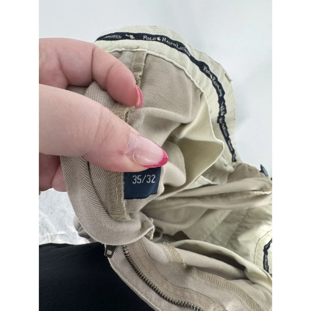 Polo Ralph Lauren Andrew Pants Mens Size 35x32 Khaki Vintage Baggy Pleated Chino